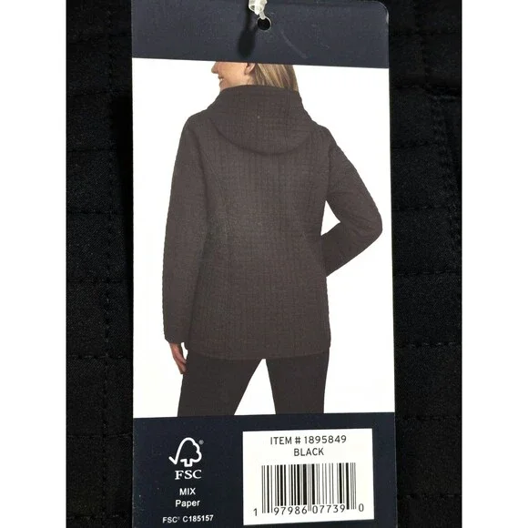 Lands End Women's Quilted Jacket Hooded Size Small Black Fully Lined Zip NWT - Picture 15 of 15